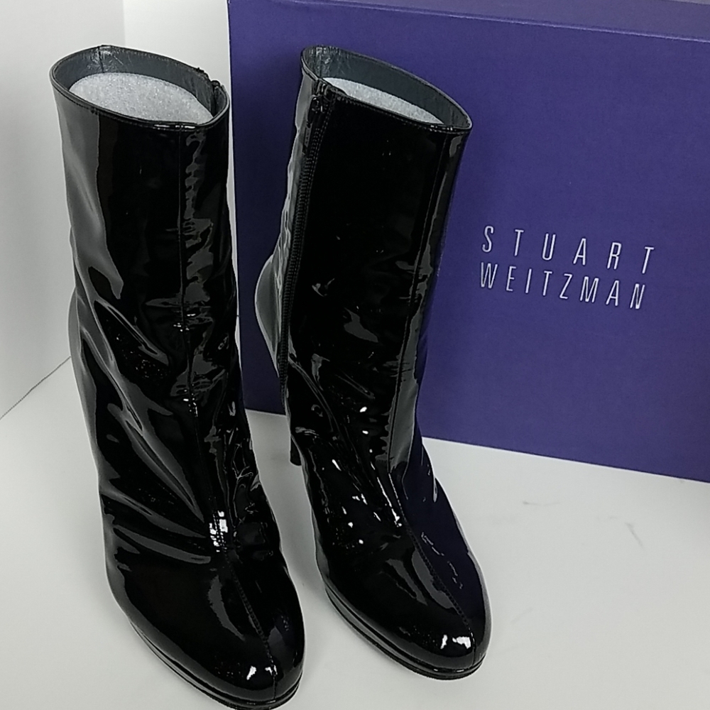 Stuart Weitzman Apollo Black Soft Lthr Sz 8